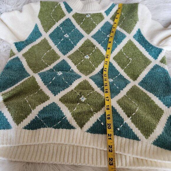 VTG Alfred Dunner Womens Chenille Sweater Small Multi Floral Beaded Rubbed Cuffs - Picture 10 of 11